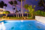 soft evening colors after sunset, poolside