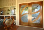 Custom etching on glass entry doors