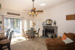 Cozy family room off of the kitchen and to the deck