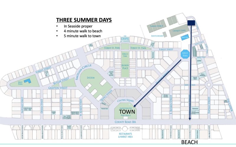 Homeowners Collection Seaside Map Wee Three: In Seaside - A Spacious 1000 Sq Ft, 1Br With Sleeper Sofa And  Kitchenette. Pet Friendly!