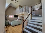 Another view of living room opening to eat in kitchen