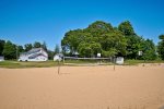 Association sand volleyball and basketball courts for your use 