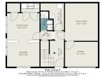 Living level has the open living, dining, and kitchen along with one bedroom with two queen beds and a full bathroom