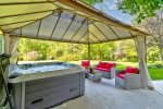 Private hot tub with gazebo shelter to enjoy year-round 