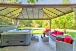 Private hot tub with gazebo shelter to enjoy year-round 