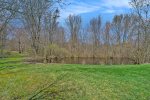 There is a pond at the back of the yard as well 