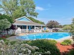 Swimming pool at the marina is open in the summer months 