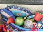 There are also beach chairs and toys available for use 