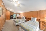 Back bedroom in the carriage house has two twin beds
