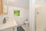 Carriage house has a full bathroom with shower 