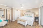 Beautiful primary bedroom with a king size bed