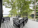 Huge upper level balcony with outdoor furniture and Lake Michigan views 