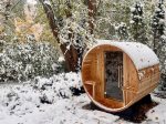 The barrel sauna is wonderful in the winter and comfortably seats 4. 