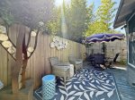 The patio offers comfort and privacy