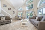 Beautiful living room with soaring ceilings 