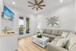 Upstairs living area with wet bar