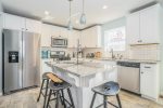 Kitchen Island can sit up to 3 