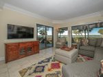 Living Room with New Furniture and Views of the Calibogue Sound at 1848 Beachside Tennis