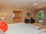 Downstairs Guest Bedroom has a private bathroom and access to a private deck in 3 Marsh Island - Sea Pines Vacation Home