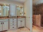 Guest Bathroom 1 at 3 Marsh Island Road features a double vanity and spacious shower