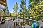 Side deck off upstairs great room, with amazing views of Mount Tallac and forest