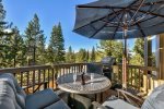 Upper Back Deck: with propane fire pit & BBQ Grill, patio set, hot tub & views 