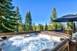 Professionally maintained & serviced 8 person hot tub on upper deck. Nice views