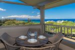 With a dining table for four and a bistro table for two, this outdoor space is perfect for al fresco meals, evening cocktails, or simply unwinding in Mauis tranquil atmosphere