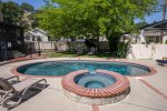 This great backyard has a pool and hot tub along with fabulous outdoor seating areas