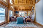 Living Room with windows overlooking the lake