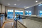 Kitchen with windows overlooking Keuka Lake