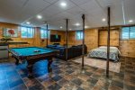 Basement family room with pool table
