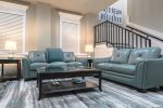 Pull out sleeper sofa located in the lower living room. 