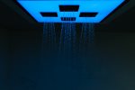 Color changing lights in the overhead master bath rain shower. 
