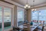 Dining area with a view of the ocean will make dinner time even more enjoyable. 