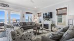 You can easily see the beach from the main living area, there`s also a cozy fireplace for the Winter months
