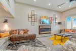 Plenty of seating to watch TV or sit by the mesmerizing fire