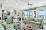 Open floor plan with easy access to the pool and beach