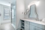 4th floor private en-suite with walk-in shower, beach view bedroom