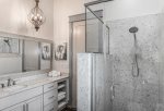 Connecting bathroom with walk-in shower