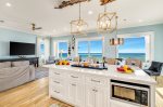 2nd floor main living, dining and kitchen space with beach view