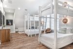 Fun Bunk Room with 4 Twin Beds Including a Double Vanity Sink