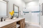 2nd Floor King Room Double Vanity Bathroom with Walk-In Shower