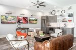 1st Floor Smaller Living Space with 3 TV`s and Kitchen
