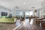 1st Floor Living Area with Pool Table, Kitchenette and Bar Seating