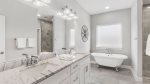 2nd floor king master en-suite with walk-in shower and soaking tub