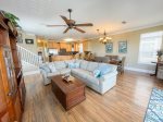 Open-concept living, dining and kitchen area