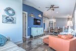 Area features flat screen TV and beach views