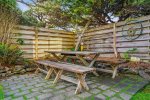 Backyard picnic table at Sea Dreams