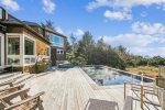 Deck with ocean view and pool at Oak Street House